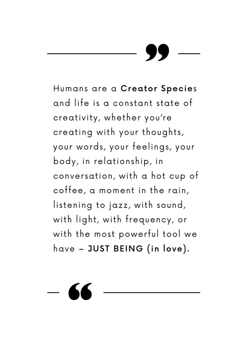 Creator Being — looking glass